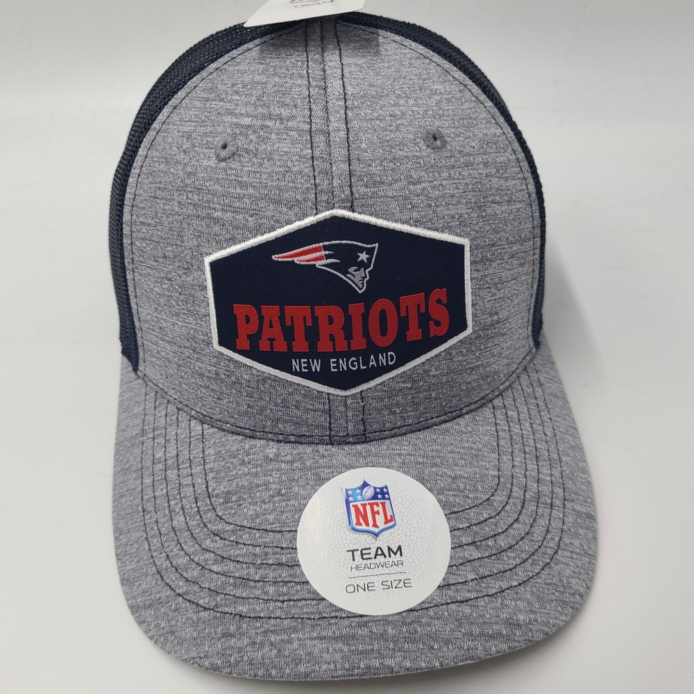 New England Patriots Hat Adjustable Trucker Mesh NFL Team Apparel Gray Blue Men
